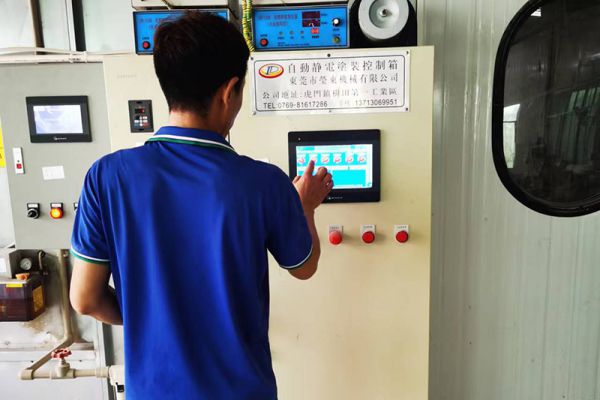 Automatic electrostatic coating system with control box